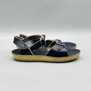 Salt Water Sandals Girls 9 Navy Leather Surfer Strappy Ankle Buckle Summer Shoes